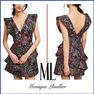 Anthropologie Monique Lhuillier Floral Jacquard Dress